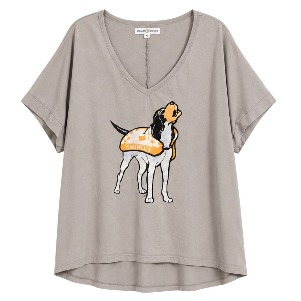 Stewart Simmons Tennessee Volunteers Smokey Mascot V-Neck T-Shirt Grey XL